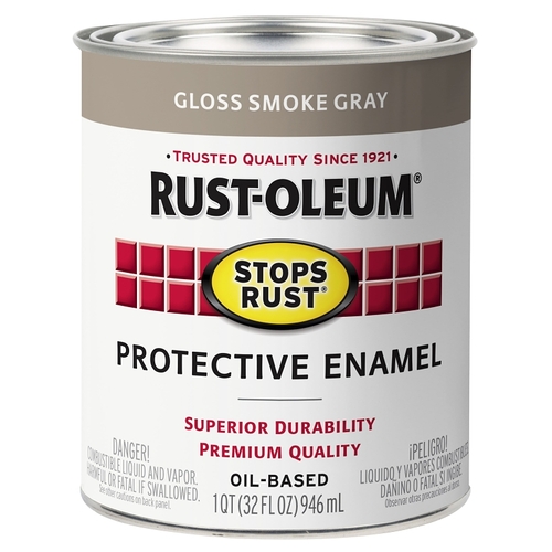 Stops Rust Protective Enamel Paint, Gloss, Smoke Gray, 1 qt