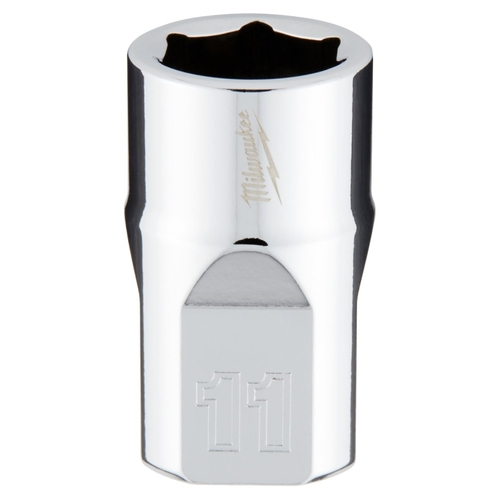 Socket, 11 mm Socket, 3/8 in Drive, 6-Point, Chrome Vanadium Steel, Chrome Silver