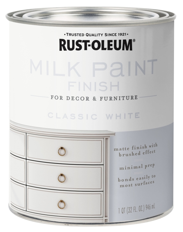 Rust-Oleum 331049 Milk Paint Finish, Matte, Classic White, 1 qt, Can