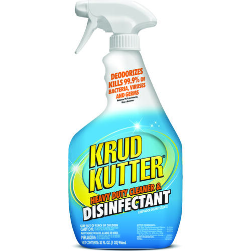 Cleaner and Disinfectant, 32 oz, Liquid, Mild, Clear