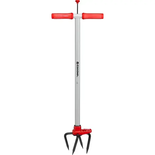 Corona LG 3624 ComfortGEL Garden Tiller, 32 in L, 9 in Dia Tine, 6 in L Tine, 4 -Tine, Steel Handle Red