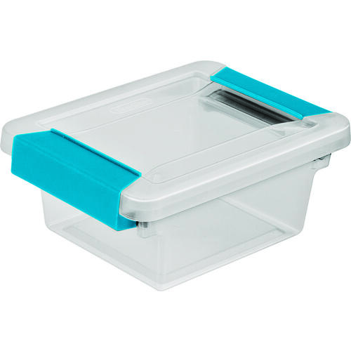 Clip Box, Plastic, Blue Aquarium/Clear, 6-5/8 in L, 5 in W, 2-3/4 in H - pack of 6