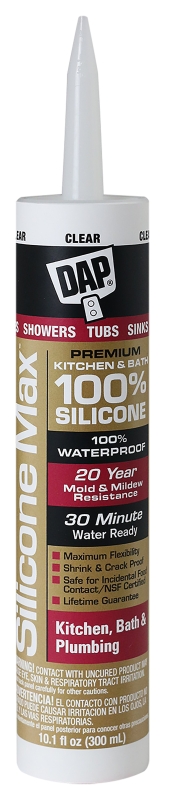 DAP 7079808668 SILICONE MAX 08668 Kitchen and Bath Sealant, Clear, 24 hr Curing, -35 to 140 deg F, 10.1 fl-oz Cartridge/Tube