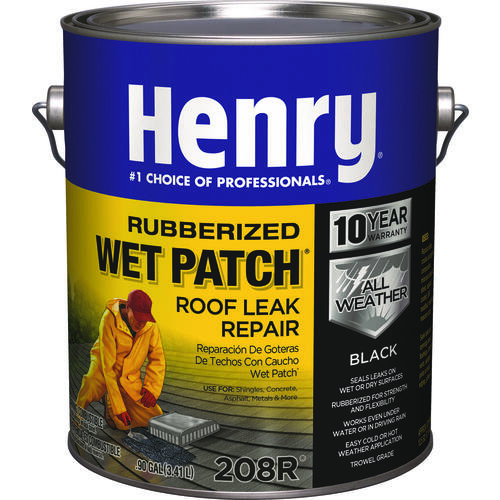 HENRY HE208R042 Wet Patch 208 Roof Cement, Black, Liquid, 1 gal Can