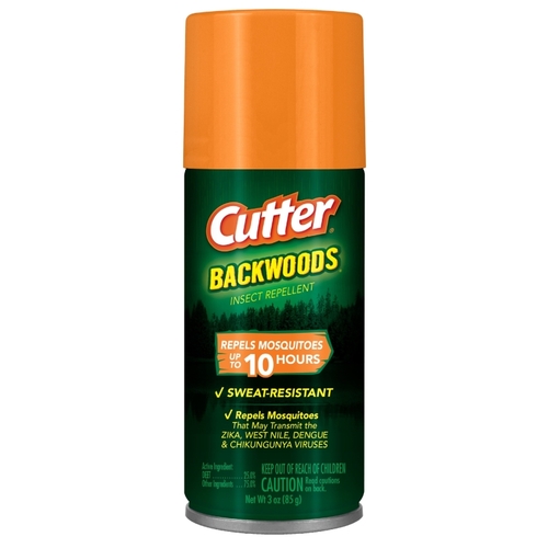 CUTTER HG-96735 Backwoods Insect Repellent, Aerosol, DEET, Ethanol, 3 oz Aerosol Can Light Yellow