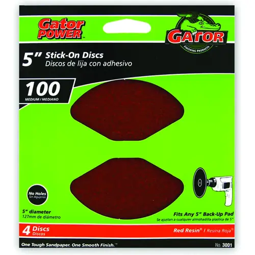 Sanding Discs, Aluminum Oxide, 100-Grit, 5 In., 4-Pk.