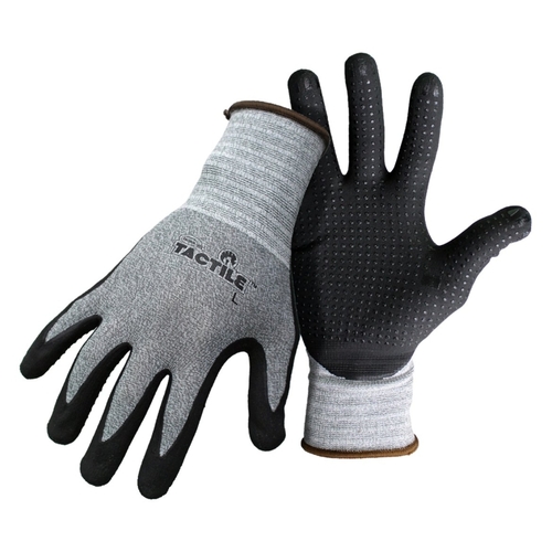 TACTILE Gloves, L, Knit Wrist Cuff, Nitrile Glove Black/Gray