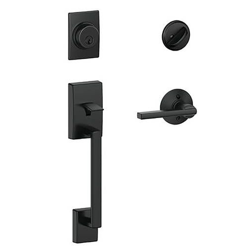 F Series F60 CEN 622 LAT Handleset, AAA Grade, Keyed Key, Brass, Matte Black, 2-3/8, 2-3/4 in Backset, F Keyway