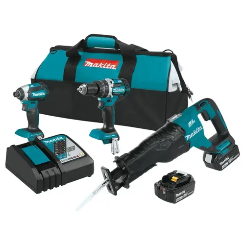 Brushless Combination Kit, Battery Included, 18 V, 3-Tool, Lithium-Ion Battery Black/Teal