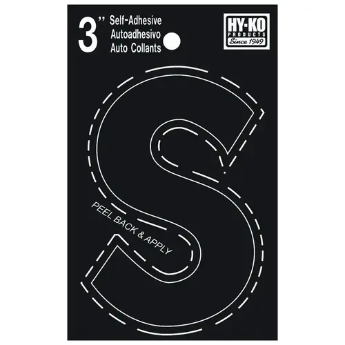 30400 Series Die-Cut Letter, Character: S, 3 in H Character, Black Character, Vinyl - pack of 10