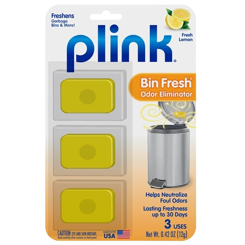 Plink PBF12T Bin Fresh Odor Eliminator, 0.42 oz, Tablet, Fresh Lemon - pack of 3