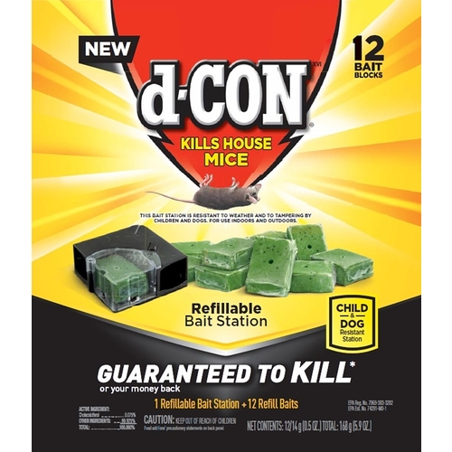 D-CON 1920098666 Refillable Bait Station, Solid - pack of 12