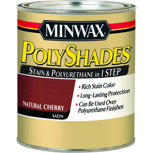 PolyShades 4444 Wood Stain and Polyurethane, Satin, Natural Cherry, Liquid, 0.5 pt, Can