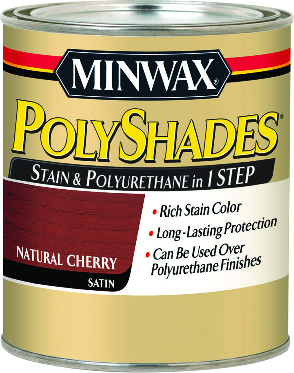 Minwax 213904444 PolyShades 4444 Wood Stain and Polyurethane, Satin, Natural Cherry, Liquid, 0.5 pt, Can