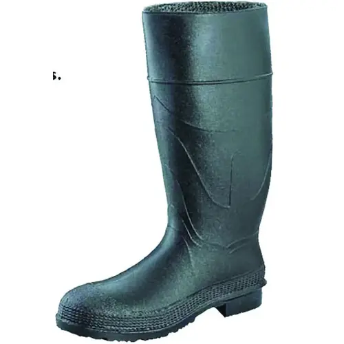 Non-Insulated Knee Boots, 6, Black, PVC Upper, Insulated: No Pair