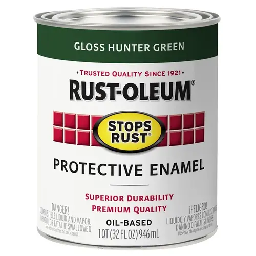 Stops Rust Protective Enamel Paint, Gloss, Hunter Green, 1 qt