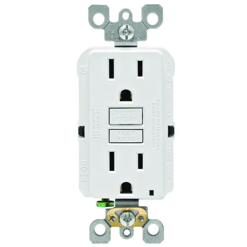 GFCI Receptacle/Outlet, 125 V, 15 A, NEMA: NEMA 5-15R, White - pack of 3