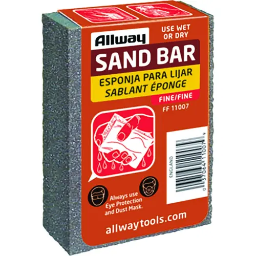 Sand Bar, 4 in L, 3-1/2 in W, Fine, Aluminum Oxide Abrasive Gray