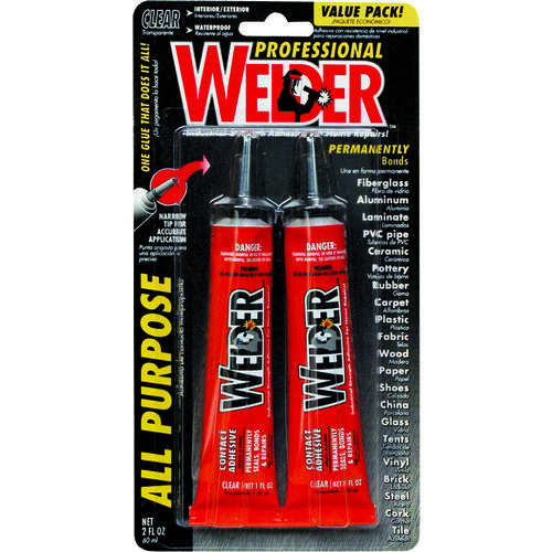 Welder Adhesive, Glue, Strong Solvent, Clear, 1 oz Tube Pair