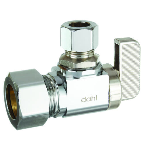 Dahl Brothers 6113331IL mini-ball Stop Valve, 5/8 x 3/8 in Connection, Compression, 250 psi Pressure, Manual Actuator Chrome