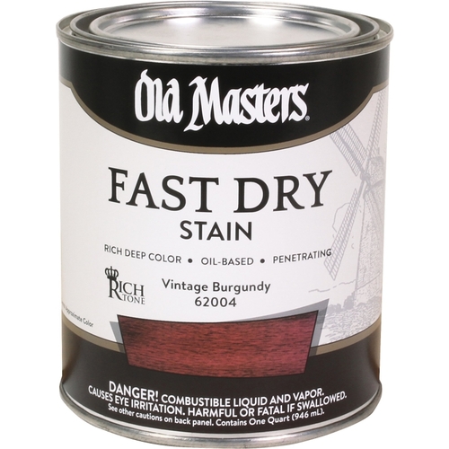 Old Masters 62004-XCP4 Fast Dry Wood Stain Semi-Transparent Vintage Burgundy Oil-Based Alkyd 1 qt Vintage Burgundy - pack of 4