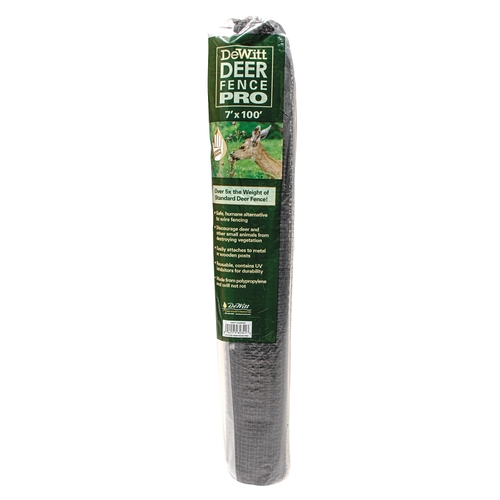 DeWitt DDF7100PRO Deer Fence, 100 ft L, 7 ft H, Square Mesh, 3/4 in Mesh, Polypropylene, Black