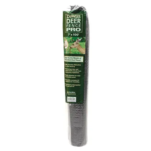 Deer Fence, 100 ft L, 7 ft H, Square Mesh, 3/4 in Mesh, Polypropylene, Black