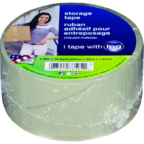 Packaging Tape, 54.6 yd L, 1.88 in W, Polypropylene Backing, Clear