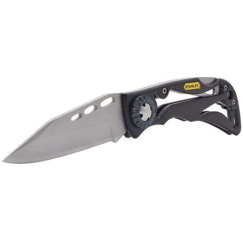 Stanley STHT10253 Pocket Knife, 4-1/8 in L Blade, Steel Blade, 1-Blade, Foldable Handle, Black/Yellow Handle