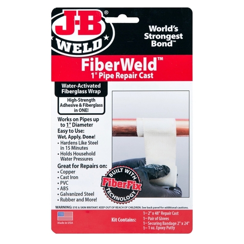 J-B Weld 38248 FiberWeld Pipe Repair Cast, 48 In L, 2 In W, Fiberglass ...