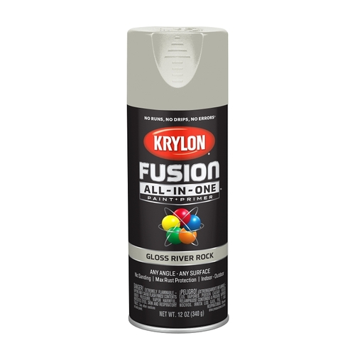 Fusion Primer and Spray Paint, Gloss, River Rock, 12 oz, Aerosol Can