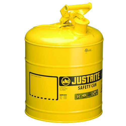 Safety Can, 5 gal Capacity, Steel, Yellow