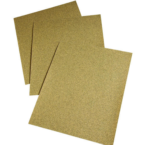 Sandpaper Sheet, 11 in L, 9 in W, Medium, 80 Grit, Aluminum Oxide Abrasive, Paper Backing Gold