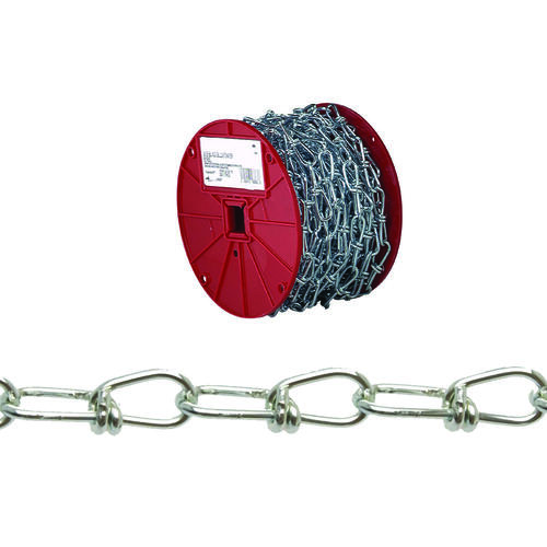 Campbell T0724627N Double Loop Chain, 4/0, 100 ft L, 365 lb Working Load, Low Carbon Steel, Zinc
