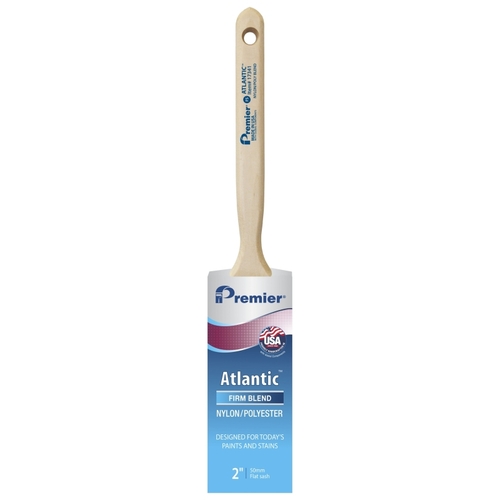 Atlantic Paint Brush, 2 in W, Flat Sash Brush, 2-11/16 in L Bristle, Nylon/Polyester Bristle