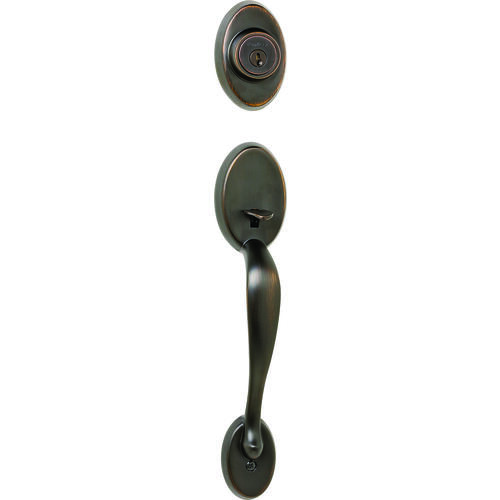 Handleset, 1 Grade, Brass, Venetian Bronze, 2-3/8 x 2-3/4 in Backset, KW1 Keyway, Residential