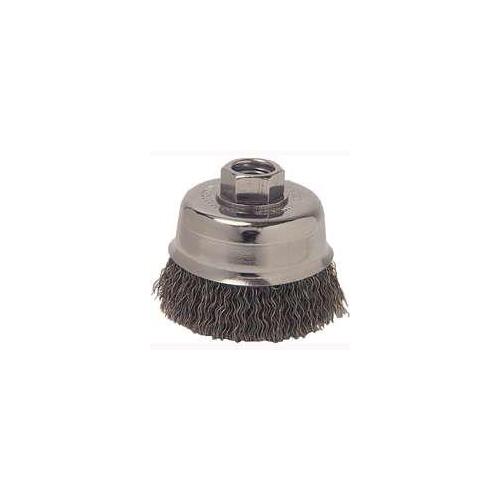 Wire Cup Brush, 3 in Dia, 5/8-11 Arbor/Shank, Carbon Steel Bristle