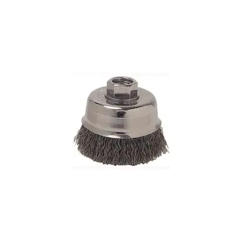 Weiler 36031 Wire Cup Brush, 3 in Dia, 5/8-11 Arbor/Shank, Carbon Steel Bristle