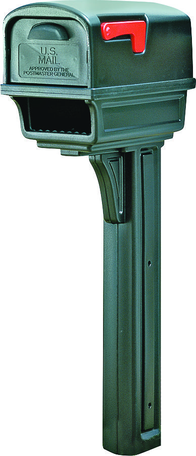 Gibraltar Mailboxes GGC1B0000 Gentry Series Mailbox Post Combo, 1000 cu-in Mailbox, Plastic Mailbox, Plastic Post, Black