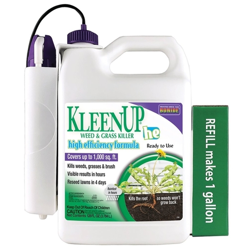 KleenUp he Weed and Grass Killer Ready-to-Use, Liquid, Off-White/Yellow, 1 gal