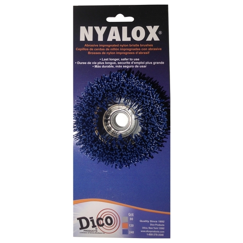 Dico 7200009 Nyalox Cup Brush, 3 in Dia, 5/8-11 Arbor/Shank, Female Threaded Bristle, Nylon Bristle