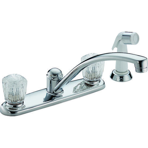 Classic Series Kitchen Faucet with Side Sprayer, 1.8 gpm, 2-Faucet Handle, Brass, Chrome Plated