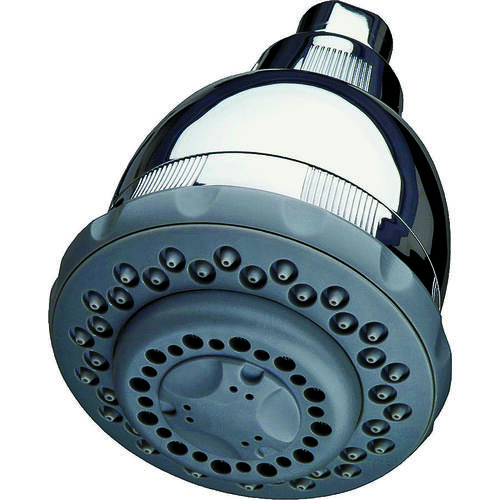 Filtered Shower Head, 2 gpm, 1/2 in Connection, IPS, Plastic, Chrome, 12-1/4 in L, 8-1/2 in W