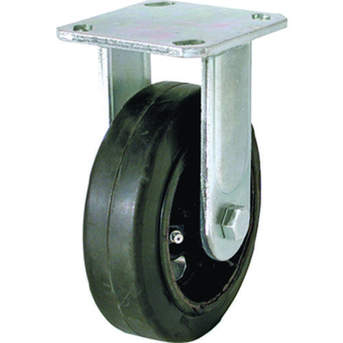 Rigid Caster, 6 in Dia Wheel, 2 in W Wheel, Rubber Wheel, 410 lb Black/Silver