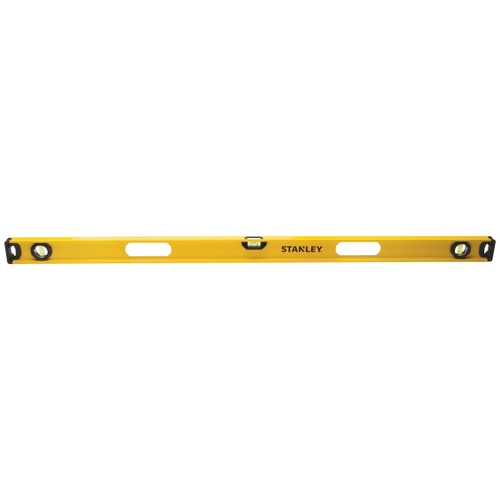 Stanley STHT42420 I-Beam Level, 48 in L, 3-Vial, 2-Hang Hole, Non-Magnetic, Aluminum, Black/Yellow
