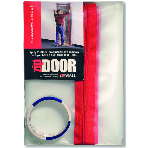 Zipwall ZDS ZipDoor Dust Containment Door Kit, Standard, 4 ft L, 7-1/2 ft W, Plastic