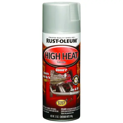 Automotive High Heat Spray Paint, Flat, Aluminum, 12 oz, Aerosol Can