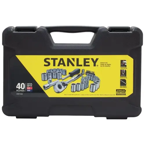 Standard/Metric 3/8 In. Drive Combination Ratchet & Socket Set (40-Piece) Polished Chrome