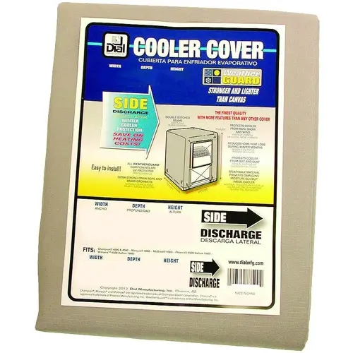 Evaporative Cooler Cover, 28 in W, 28 in D, 34 in H, Polyester Gray