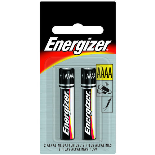 Energizer E96BP-2 E96 Battery, 1.5 V Battery, 150 mAh, AAAA Battery, Alkaline, Manganese Dioxide, Zinc - pack of 2